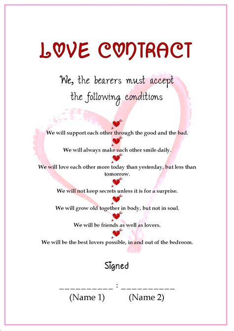 Printable Love Contract